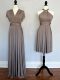 Captivating Grey Halter Top Lace Up Ruching Bridesmaid Dress Sleeveless