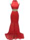 Smart Red Sleeveless Lace Zipper Prom Dress