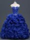 Beauteous Royal Blue Sweetheart Lace Up Beading and Ruffles and Pick Ups Quinceanera Gowns Sleeveless