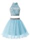 New Style High-neck Sleeveless Organza Quinceanera Court Dresses Beading Zipper