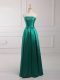 Sweet Dark Green Sleeveless Satin Lace Up Damas Dress for Prom and Party and Wedding Party