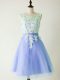 Light Blue Scoop Neckline Lace Bridesmaid Dresses Sleeveless Lace Up