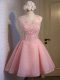 Ball Gowns Wedding Guest Dresses Pink Scoop Organza Sleeveless Mini Length Lace Up