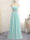 Apple Green Empire Appliques and Ruching Bridesmaid Dress Zipper Chiffon Sleeveless Floor Length