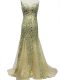 Beauteous Sleeveless Sequins Zipper Homecoming Dress with Olive Green Brush Train