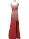 Captivating Chiffon Sleeveless Homecoming Dress Brush Train and Beading