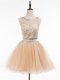 Sleeveless Mini Length Beading Side Zipper Homecoming Dress with Champagne