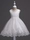 Dazzling Knee Length White Toddler Flower Girl Dress Tulle Sleeveless Lace