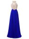 Floor Length Empire Sleeveless Royal Blue Prom Dress Zipper