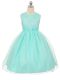 Apple Green Ball Gowns Tulle Scoop Sleeveless Beading Knee Length Lace Up Child Pageant Dress
