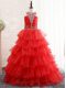 Sleeveless Beading and Ruffled Layers Lace Up Pageant Gowns For Girls
