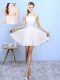 Elegant White Lace Up Halter Top Lace Vestidos de Damas Chiffon Sleeveless