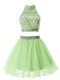 Wonderful Yellow Green A-line Beading Bridesmaid Gown Zipper Organza Sleeveless Knee Length