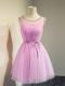 Pretty Lilac Scoop Lace Up Belt Damas Dress Sleeveless