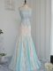 Tulle Sleeveless Floor Length Prom Party Dress and Appliques