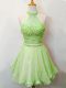 High Quality Halter Top Sleeveless Wedding Party Dress Knee Length Beading Organza