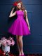 Bateau Sleeveless Lace Up Bridesmaids Dress Fuchsia Tulle