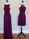 Great Empire Bridesmaids Dress Purple Halter Top Chiffon Sleeveless Floor Length Lace Up