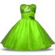Scoop Sleeveless Flower Girl Dresses Knee Length Belt and Hand Made Flower Organza and Sequined