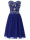 Elegant Royal Blue Sweetheart Zipper Beading Cocktail Dresses Sleeveless