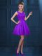 Dynamic Knee Length Purple Bridesmaid Dress Scoop Sleeveless Zipper