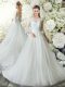 Trendy White Bridal Gown Tulle Court Train 3 4 Length Sleeve Lace