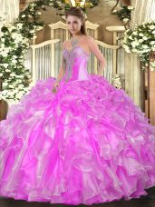 Sweetheart Sleeveless Lace Up Sweet 16 Quinceanera Dress Lilac Organza