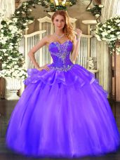 Sweetheart Sleeveless Tulle Quinceanera Dress Beading Lace Up