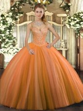 Captivating V-neck Sleeveless Tulle 15 Quinceanera Dress Beading Lace Up