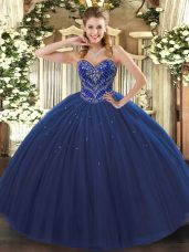 Tulle Sleeveless Floor Length Ball Gown Prom Dress and Beading