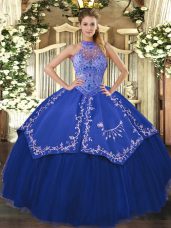 Sleeveless Lace Up Floor Length Beading and Embroidery Quinceanera Gown