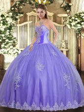 Sweetheart Sleeveless Lace Up Sweet 16 Dresses Lavender Tulle