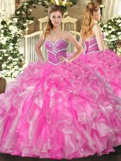 Organza Sleeveless Floor Length Quinceanera Dresses and Beading and Ruffles