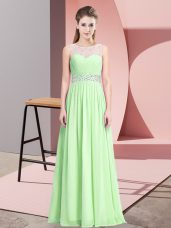 Customized Chiffon Sleeveless Floor Length Party Dress and Beading