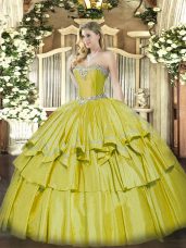 Trendy Organza and Taffeta Sleeveless Floor Length Sweet 16 Quinceanera Dress and Beading and Ruffled Layers