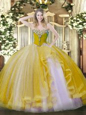 Sleeveless Lace Up Floor Length Beading and Ruffles Sweet 16 Quinceanera Dress