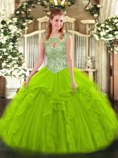 Scoop Sleeveless Lace Up 15th Birthday Dress Tulle
