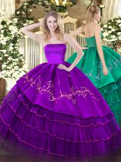 Trendy Sleeveless Embroidery and Ruffled Layers Zipper Sweet 16 Quinceanera Dress