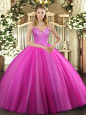 Pretty Sleeveless Lace Up Floor Length Beading Quinceanera Dresses