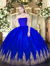 Perfect Sleeveless Appliques Zipper Quinceanera Dress