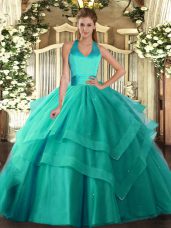 Sleeveless Ruffled Layers Lace Up Quinceanera Dresses