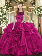 Sleeveless Ruffles Lace Up Ball Gown Prom Dress