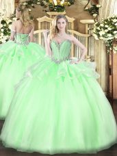 Sweetheart Sleeveless Lace Up Quinceanera Dress Apple Green Organza