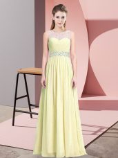 Sleeveless Zipper Floor Length Beading Party Dresses
