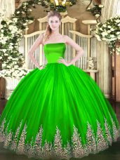 High End Appliques 15th Birthday Dress Zipper Sleeveless Floor Length