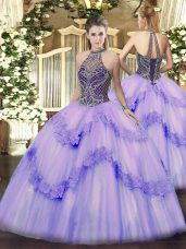 Sleeveless Lace Up Floor Length Beading and Appliques Sweet 16 Quinceanera Dress