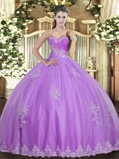 Ball Gowns Ball Gown Prom Dress Lilac Sweetheart Tulle Sleeveless Floor Length Lace Up