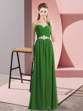 Floor Length Empire Sleeveless Green Womens Party Dresses Lace Up