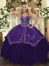 Spectacular Purple Sweetheart Neckline Pattern Ball Gown Prom Dress Sleeveless Lace Up