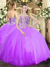 Lavender Sweetheart Neckline Beading Vestidos de Quinceanera Sleeveless Lace Up